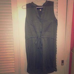 Army green tie front dress